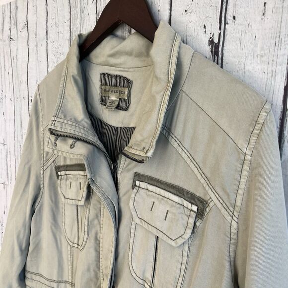 Marrakech Anthropologie Womens Utility Cargo Jacket Size L Green Grunge Lyocell - Picture 3 of 14